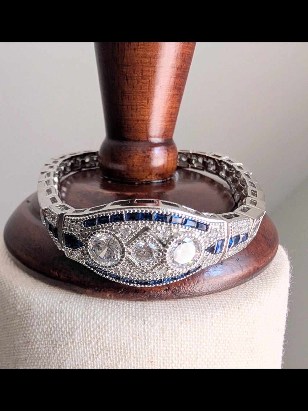2.1 Carat Moissanite Bracelet Diamond & Sapphire Style Stones Art Deco Style 💎 - Picture 9 of 17